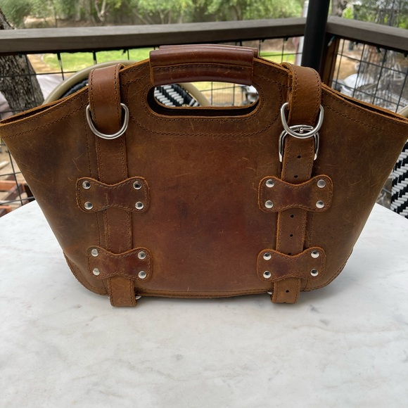 Saddleback Leather Shoulder Dark Brown Small Tote Bag With Removable Liner - Picture 3 of 9